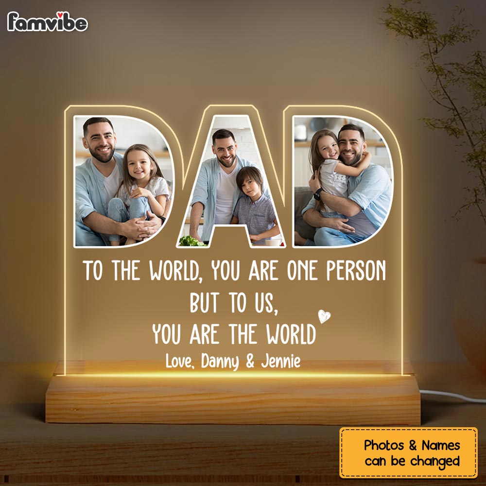 Personalized Gift For Dad You Are The World Plaque LED Lamp Night Light 24854 Primary Mockup