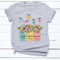Personalized Mom Grandma Flower Art T Shirt MY37 67O34 thumb 1