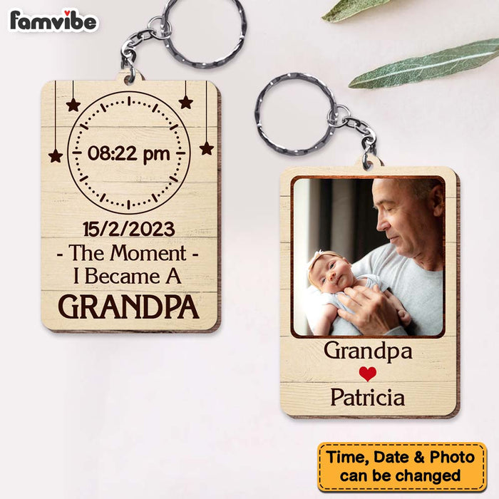 Personalized Gift The Moment I Became A Grandpa Wood Keychain 24905 1