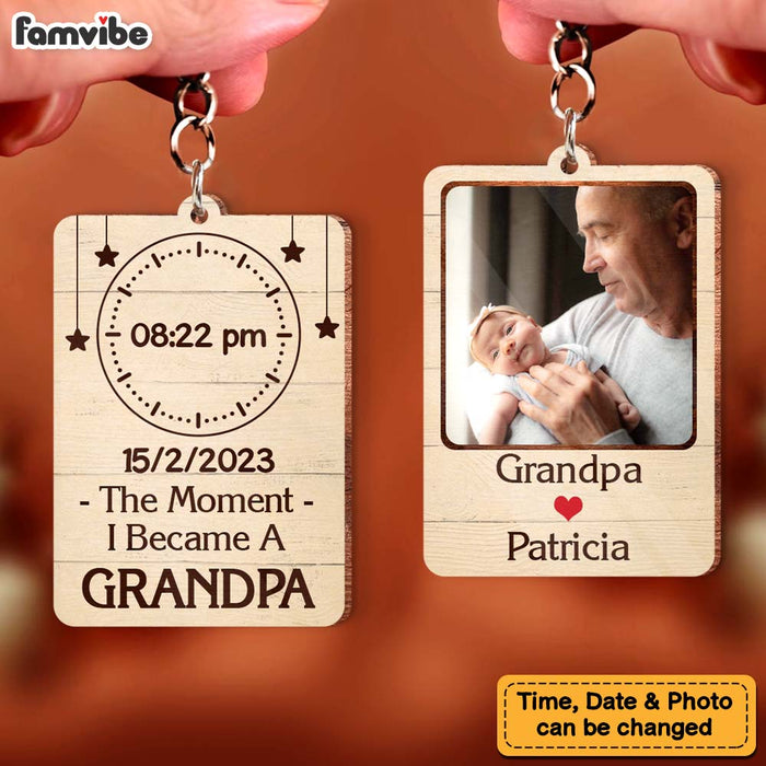 Personalized Gift The Moment I Became A Grandpa Wood Keychain 24905 1