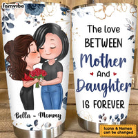 Personalized Love Between Mother & Daughter Is Forever Blue Floral Steel Tumbler 24936 thumb 1