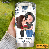 Personalized Love Between Mother & Daughter Is Forever Blue Floral Steel Tumbler 24936 thumb 1