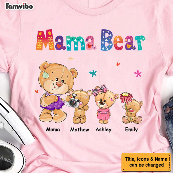 Personalized Mama Bear Colorful Flower Shirt - Hoodie - Sweatshirt 24958 1