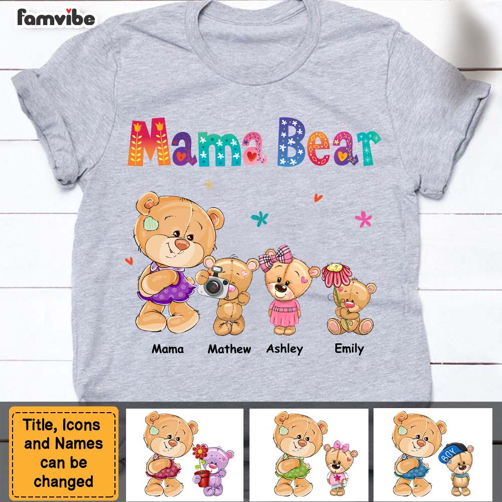 Personalized Mama Bear Colorful Flower Shirt Hoodie Sweatshirt 24958 Primary Mockup