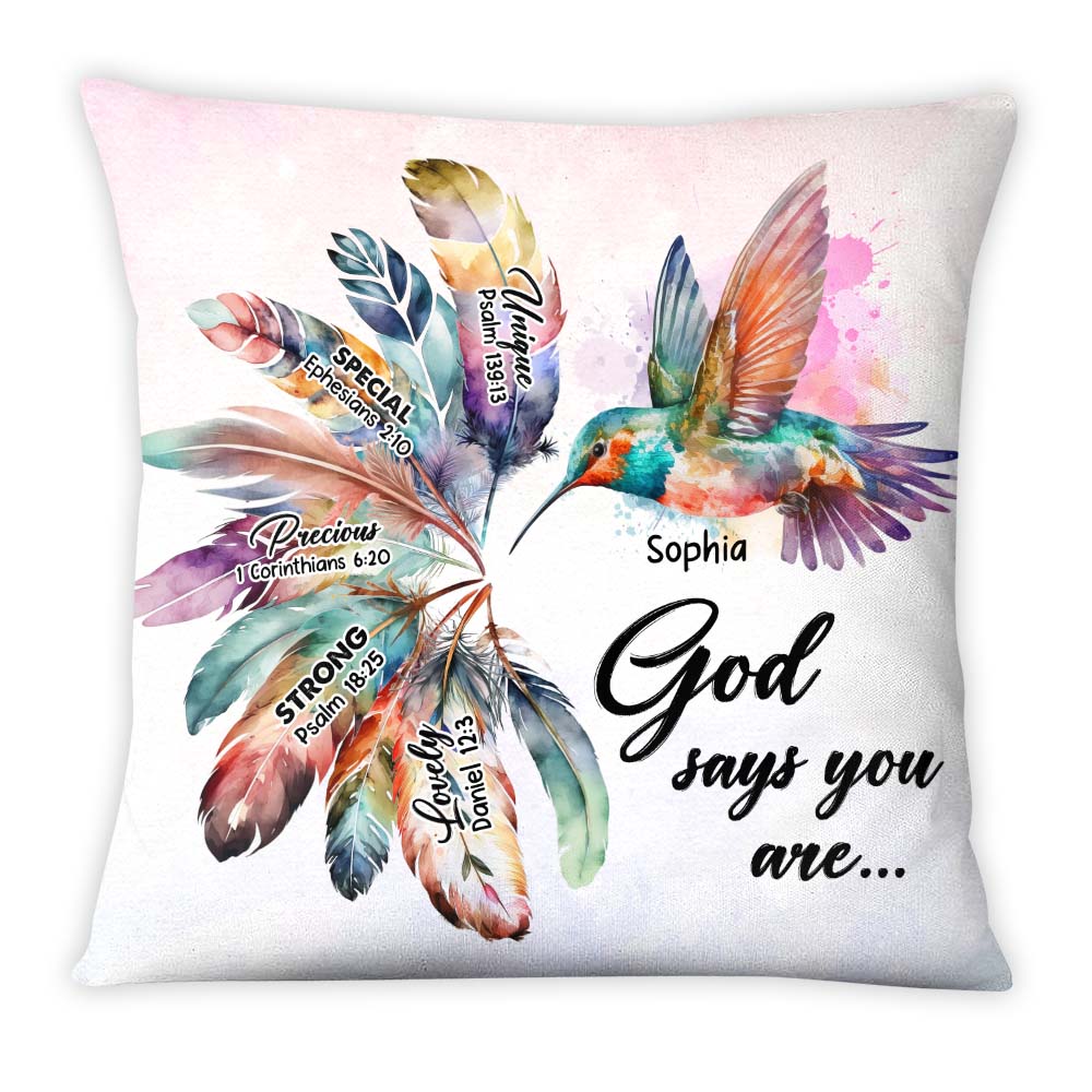 Personalized Gift Hummingbird God Says You Are Pillow 24970 Primary Mockup