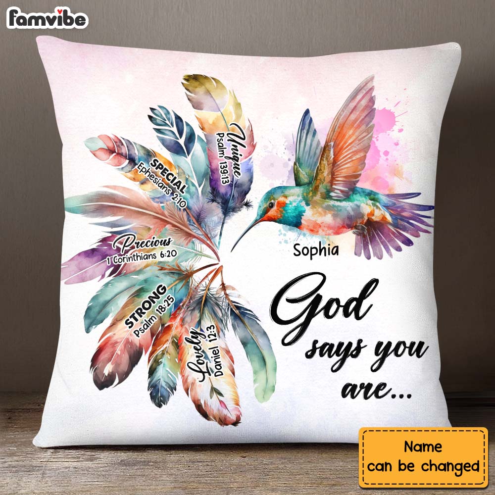 Personalized Gift Hummingbird God Says You Are Pillow 24970 Primary Mockup