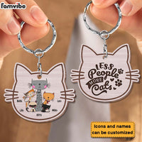 Personalized Less People More Cats Wood Keychain 24981 thumb 1