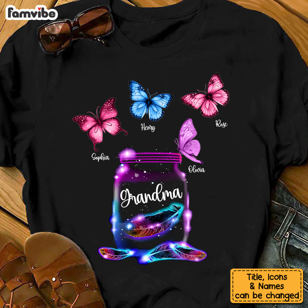 Personalized Gift for Grandma Neon Butterfly Shirt Hoodie Sweatshirt 24988 Primary Mockup