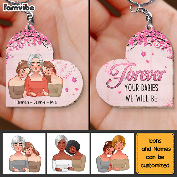 Personalized Forever Your Babies Wood Keychain 24993 - Famvibe