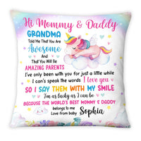 Personalized Gift For New Daddy & Mommy Grandma Told Me That You Are Awesome Pillow 24994 thumb 1