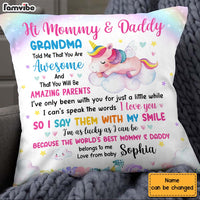 Personalized Gift For New Daddy & Mommy Grandma Told Me That You Are Awesome Pillow 24994 thumb 1