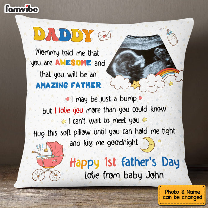 Personalized  Gift For New Daddy I Can't Wait To Meet You Pillow 24996 1