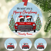 Personalized We Woof You Dog Christmas Red Truck Cernamic Ornament OB63 73O57 thumb 1