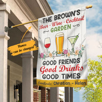 Personalized Garden Good Friends Good Drinks Gardening Flag AG192 95O58 thumb 1