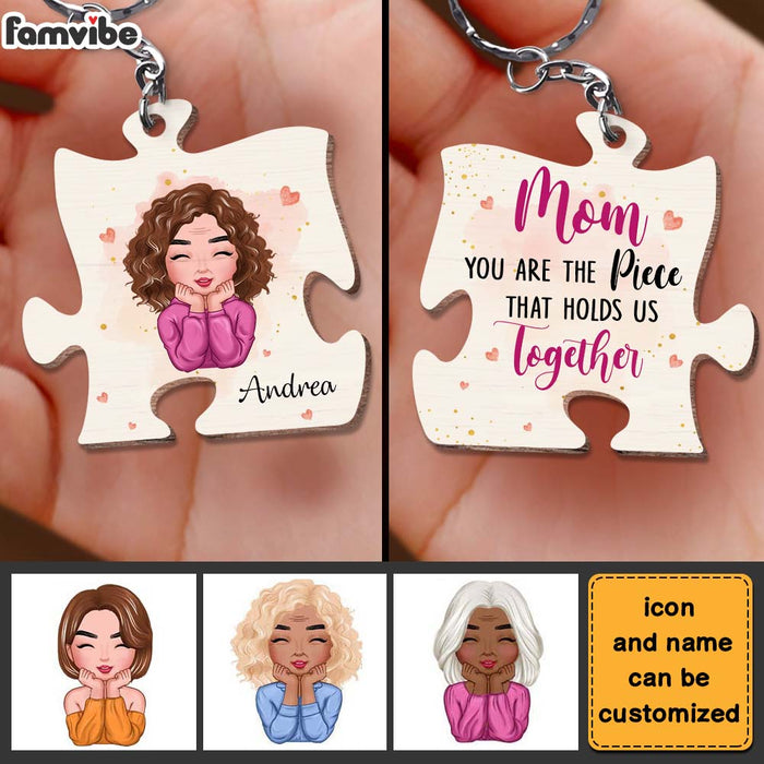 Personalized You Are The Piece That Holds Us Together Wood Keychain 25001 1