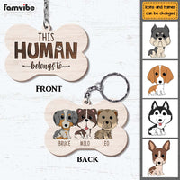Personalized This Human Belongs To Wood Keychain 25006 thumb 1