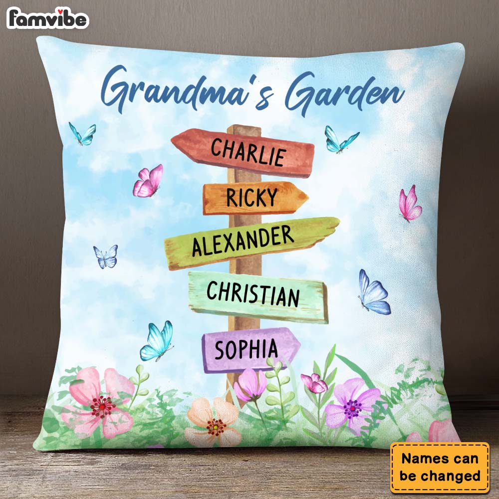 Personalized Gift Grandma's Garden Pillow 25008 Primary Mockup