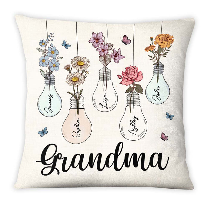 Personalized Gift for Grandma Lightbulb Flower Pillow 25015 1