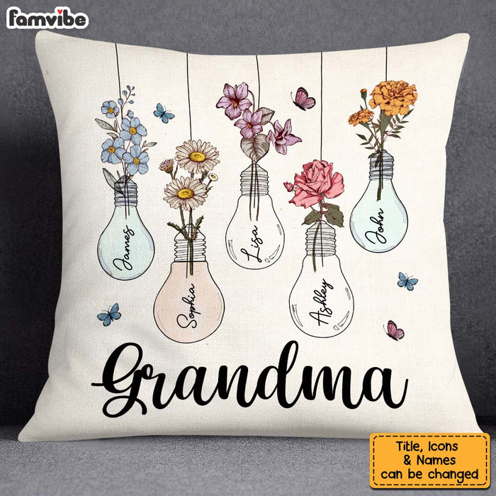Personalized Gift for Grandma Lightbulb Flower Pillow 25015 1