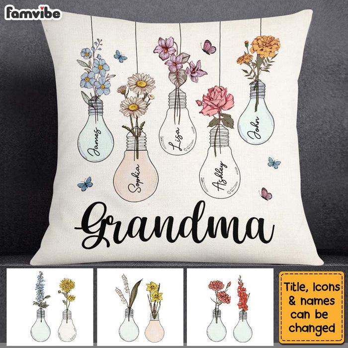 Personalized Gift for Grandma Lightbulb Flower Pillow 25015 1
