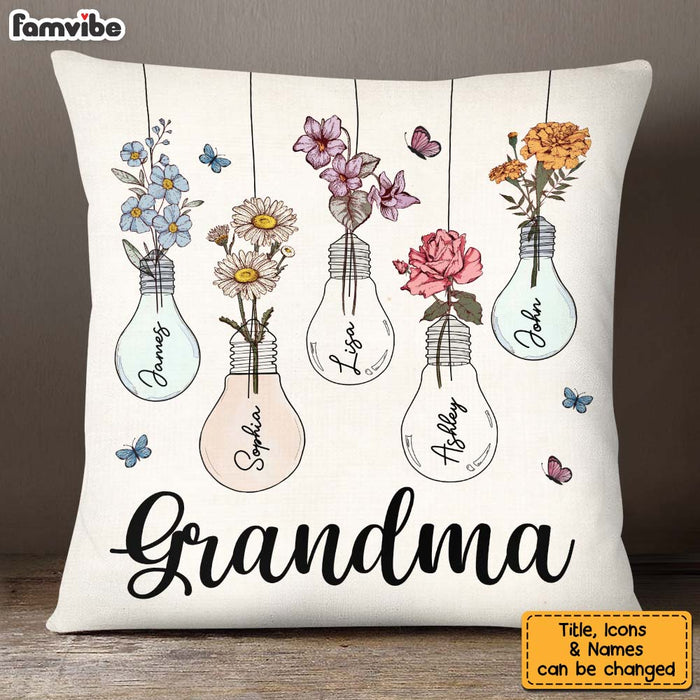 Personalized Gift for Grandma Lightbulb Flower Pillow 25015 1