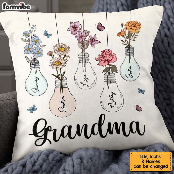 Personalized Gift for Grandma Lightbulb Flower Pillow 25015 1