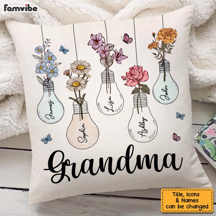 Personalized Gift for Grandma Lightbulb Flower Pillow 25015 1