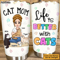 Personalized Life Is Better With Cats Steel Tumbler 25027 thumb 1