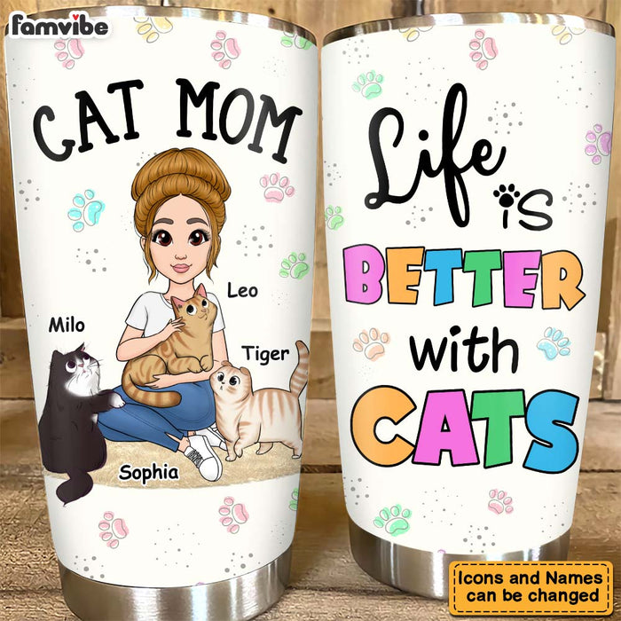 Personalized Life Is Better With Cats Steel Tumbler 25027 1