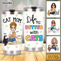 Personalized Life Is Better With Cats Steel Tumbler 25027 thumb 1