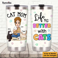 Personalized Life Is Better With Cats Steel Tumbler 25027 thumb 1