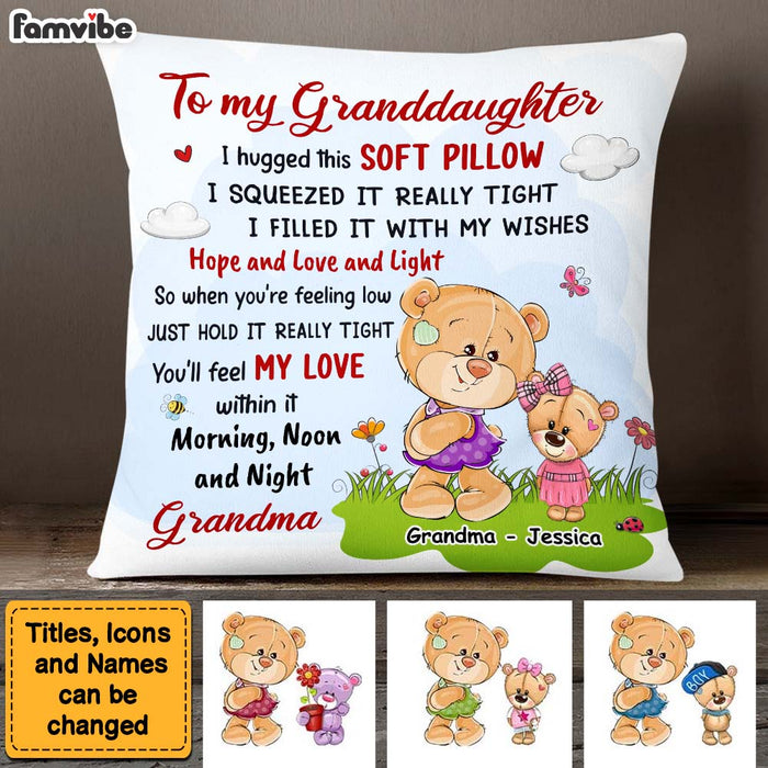 Personalized Gift For Granddaughter From Grandma Bear Pillow 25081 1