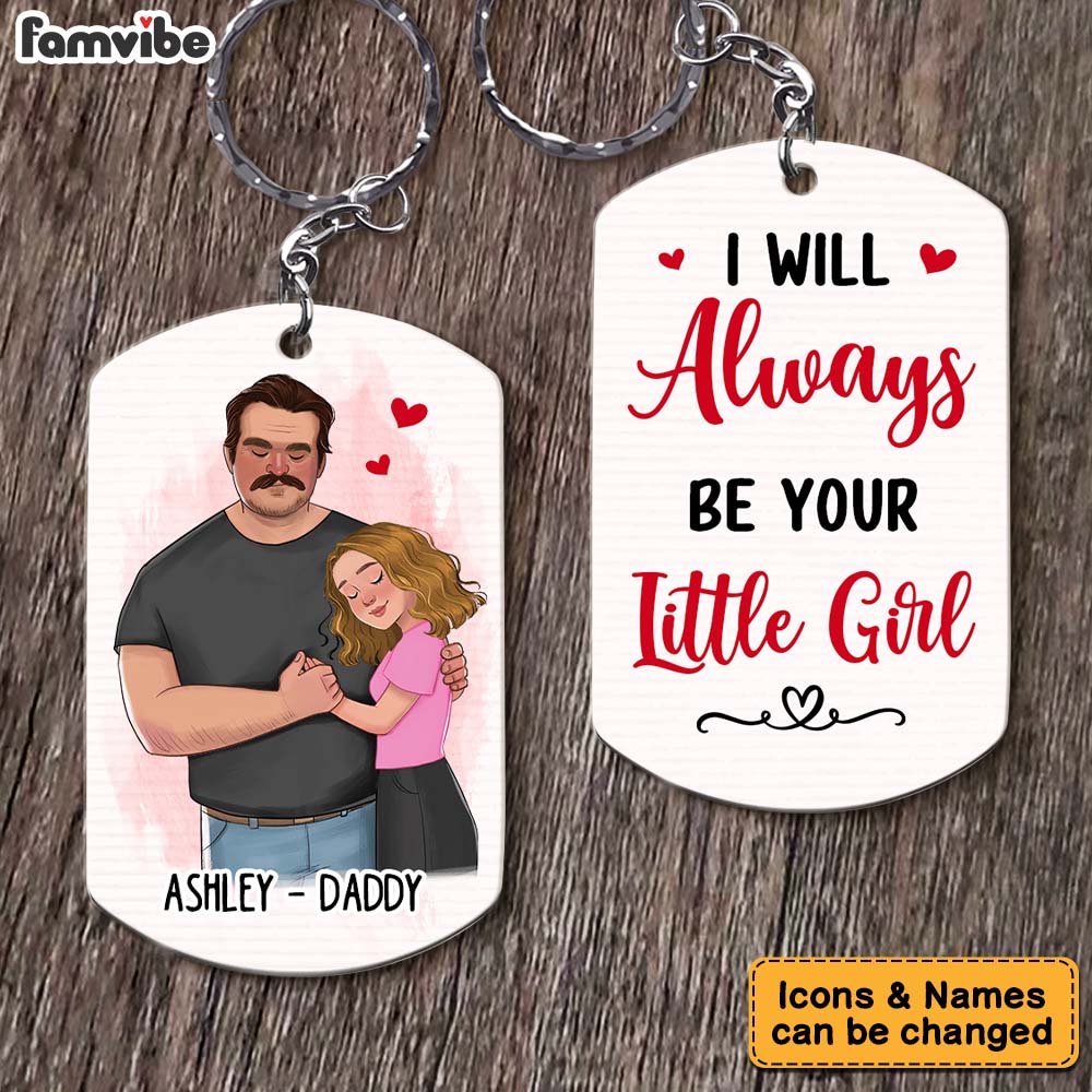 Personalized I'll Always Be Your Little Girl Aluminum Keychain 25083 Primary Mockup