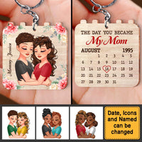 Personalized The Day You Became My Mom Wood Keychain 25110 thumb 1