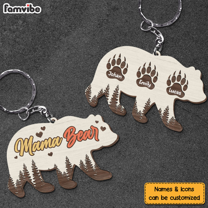 Personalized Mama Bear Wood Keychain 25120 1