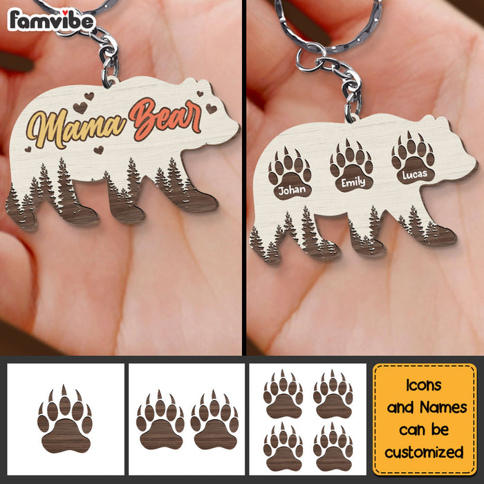 Personalized Mama Bear Wood Keychain 25120 1