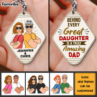 Personalized Behind Every Great Daughter Is A Truly Amazing Dad Wood Keychain 25121 thumb 1