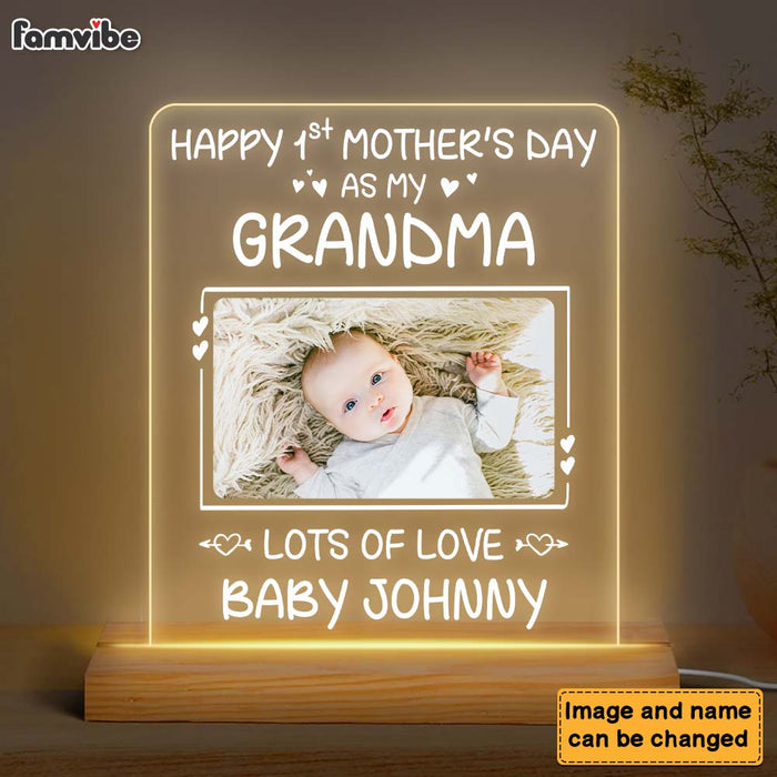 Personalized Gift First Mother's Day As My Grandma Plaque LED Lamp Night Light 25125 1