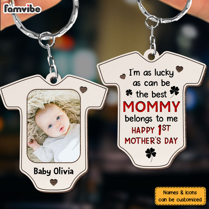 Personalized Gift I Am As Lucky As Can Be Wood Keychain 25131 1