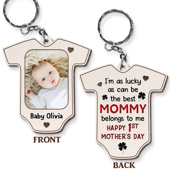Personalized Gift I Am As Lucky As Can Be Wood Keychain 25131 1