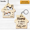 Personalized Home Is Where My Cats Are Wood Keychain 25132 1