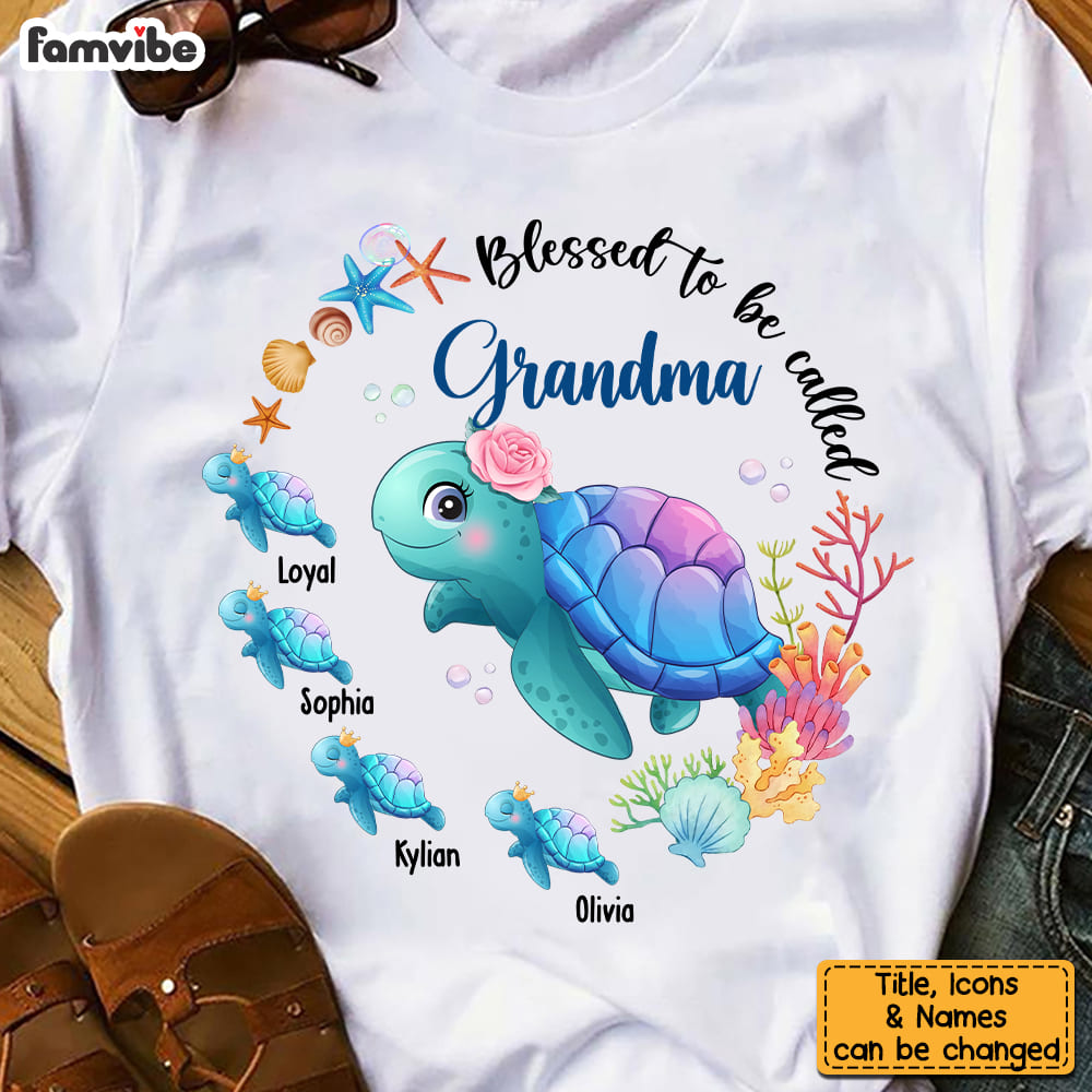 Personalized Blessed To Be Called Grandma Sea Animals Shirt Hoodie Sweatshirt 25133 Primary Mockup
