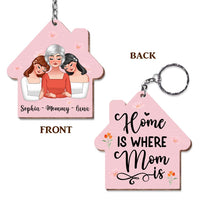 Personalized Home Is Where Mom Is Wood Keychain 25140 thumb 1