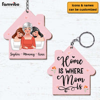 Personalized Home Is Where Mom Is Wood Keychain 25140 thumb 1