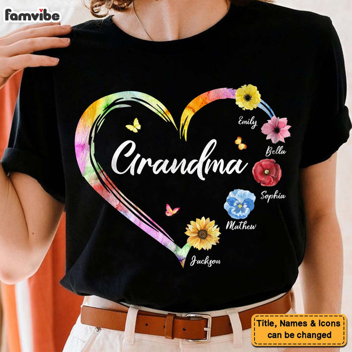 Personalized Gift For Grandma Colorful Flowers Shirt - Hoodie - Sweatshirt 25146 1