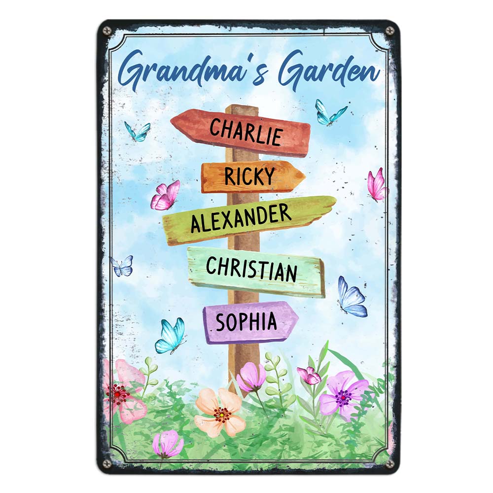 Personalized Gift Grandma's Garden Metal Sign 25008 Primary Mockup