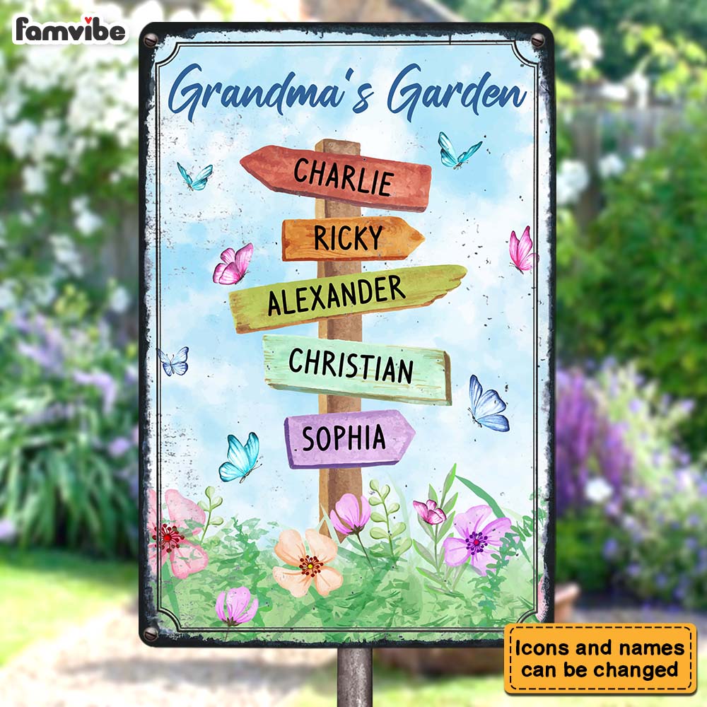 Personalized Gift Grandma's Garden Metal Sign 25008 Primary Mockup