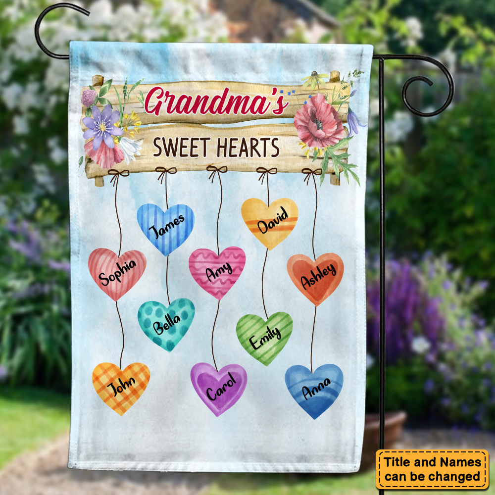 Personalized Gift Grandma's Heart Hanging Sign Flag 24624 Primary Mockup