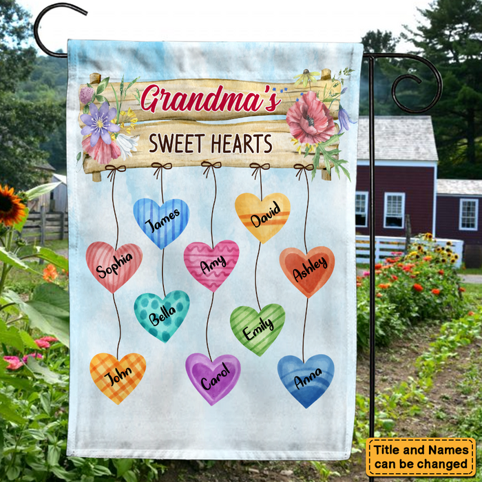 Personalized Gift Grandma's Heart Hanging Sign Flag 24624 25159 1