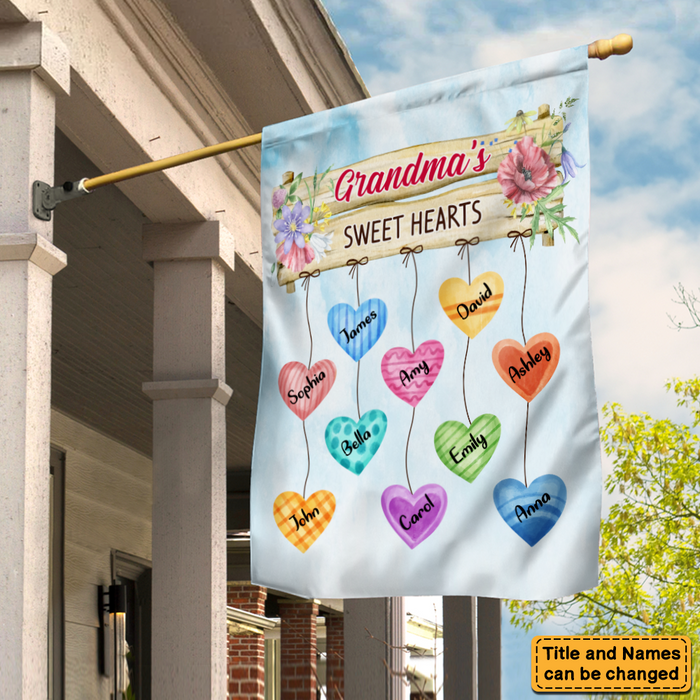Personalized Gift Grandma's Heart Hanging Sign Flag 24624 25159 1